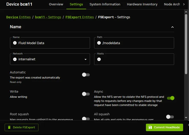 Setting up an NFS export using Base View