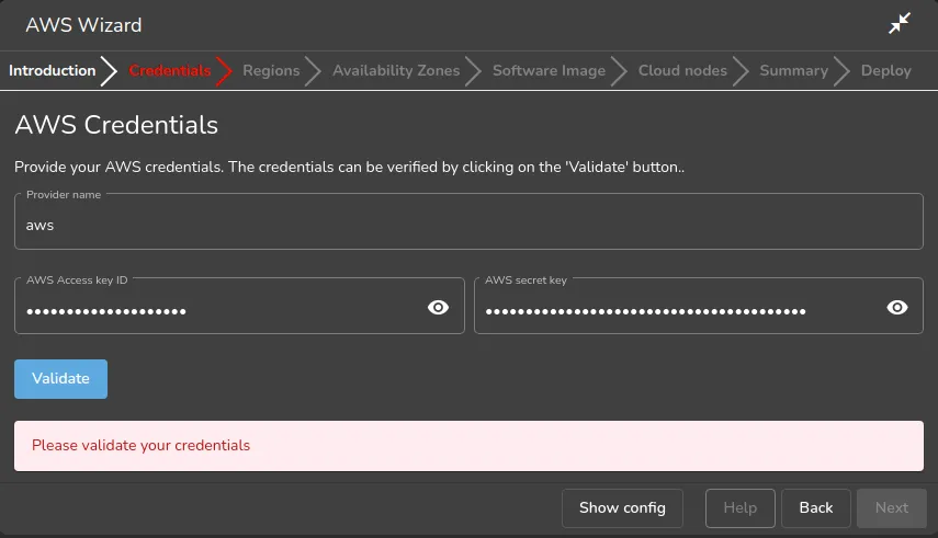 AWS Key Configuration For Cluster Extension With Base View
