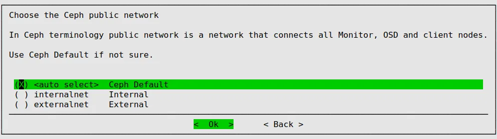 Ceph Installation: Public Network Selection