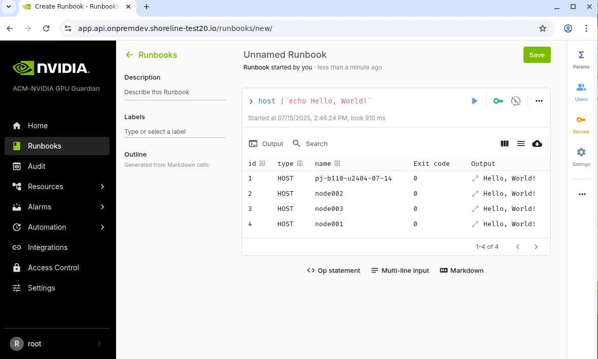 Web GUI for autonomous hardware recovery: adding a “hello world” runbook