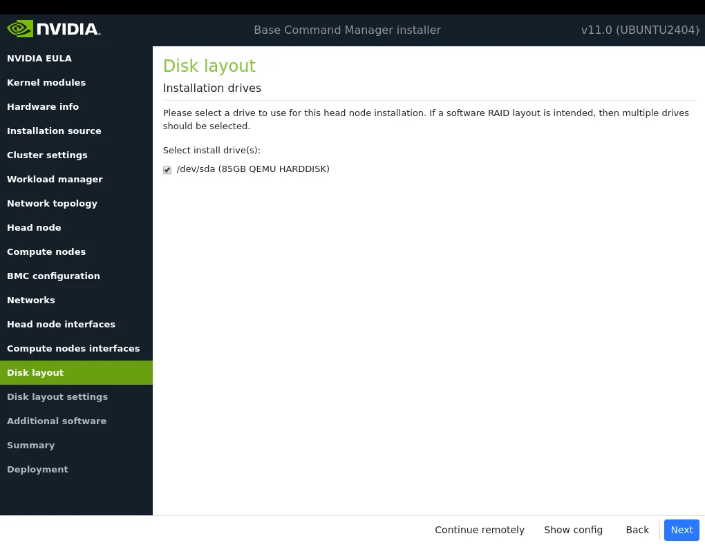 Disk layout screen