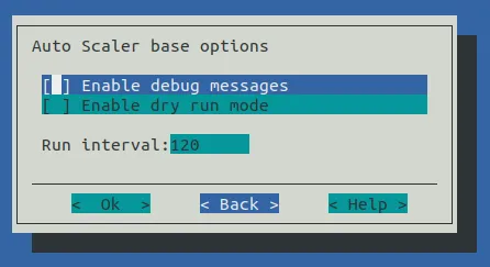 Auto Scaler Setup Base Options
