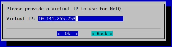 NetQ prompt for virtual IP to use for load balancing