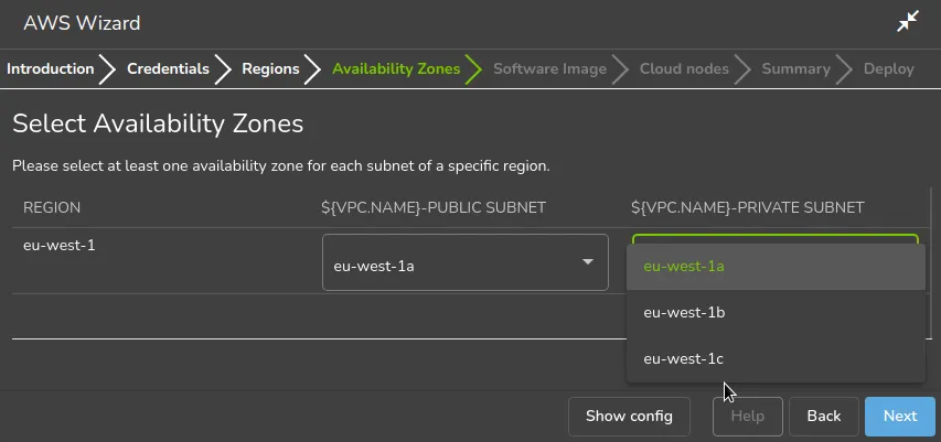 Selecting Availability Zones With The Cluster Extension Wizard With Base View