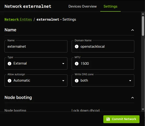 Network Settings For External Network