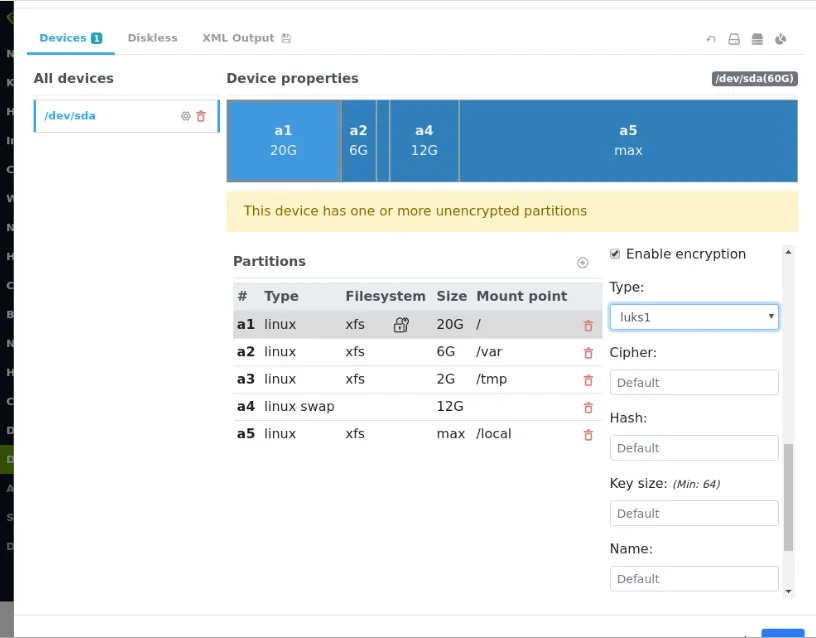 Disk Encryption Configuration