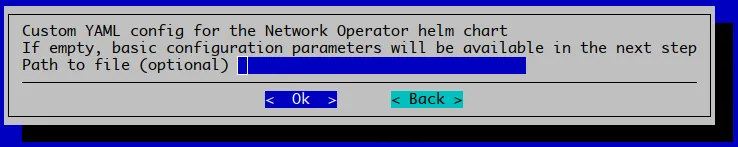 Network operator prompt for custom YAML configuration for Helm