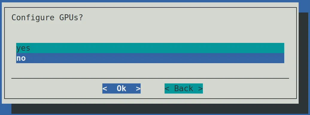 The screen prompting for GPU configuration in cm-wlm-setup