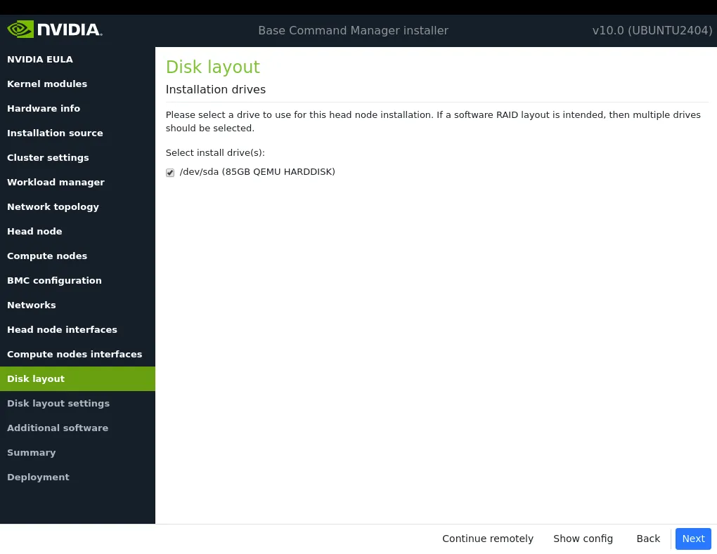 Disk layout screen