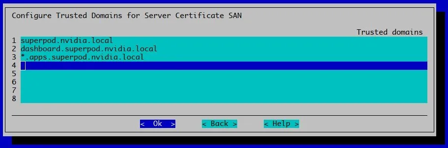 Prompt answered with an entry superpod.nvidia.local