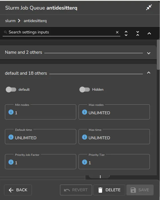 Workload manager queue parameters configuration
