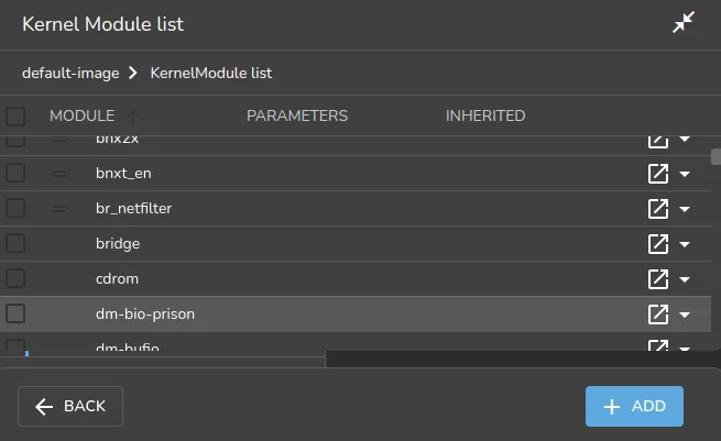 Base View: Selecting Kernel Modules For Software Images