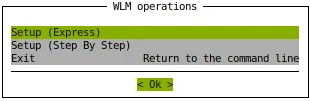 cm-wlm-setup TUI initial screen