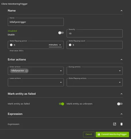 Base View Monitoring Configuration: Setting A Trigger