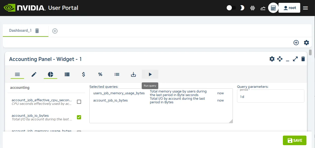 User Portal: Dashboard Tabs