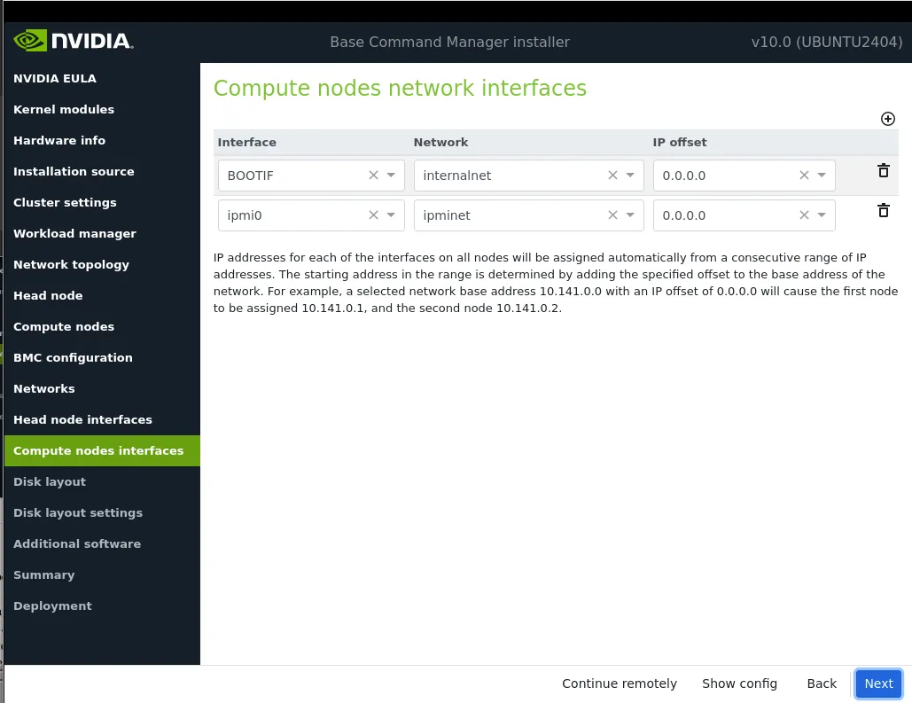 Compute node interfaces configuration