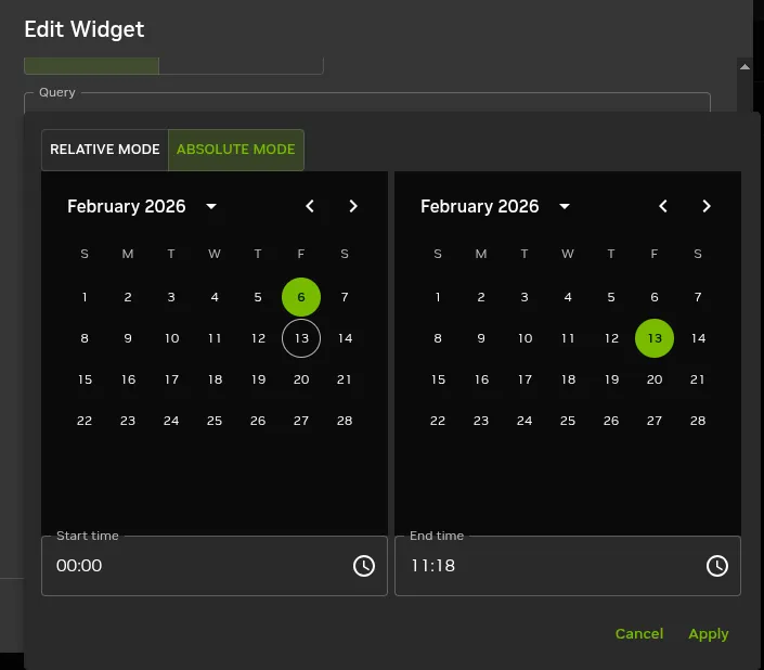 Job accounting: setting a range start time and end time