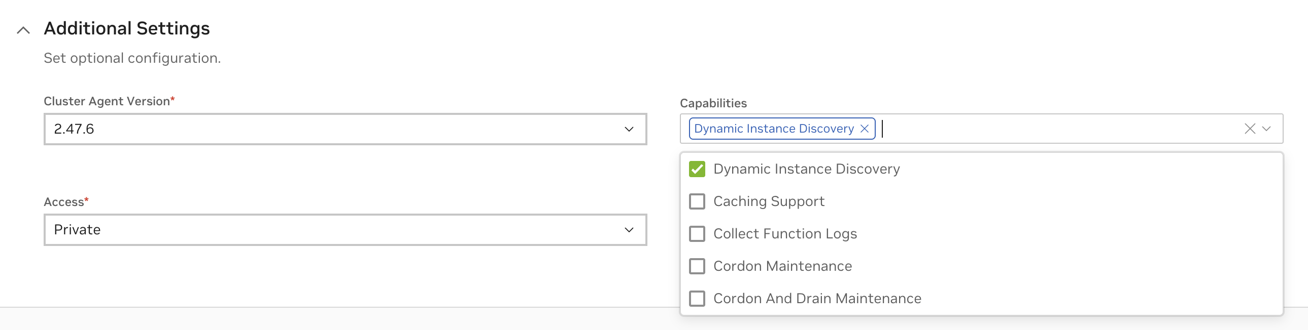 Cluster maintenance configuration