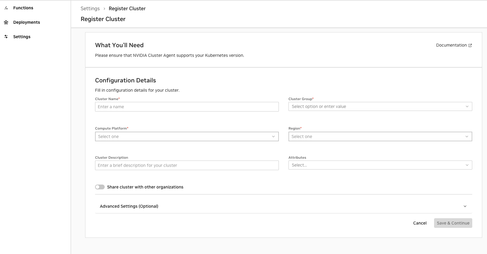 NVCF Cluster Registration Form