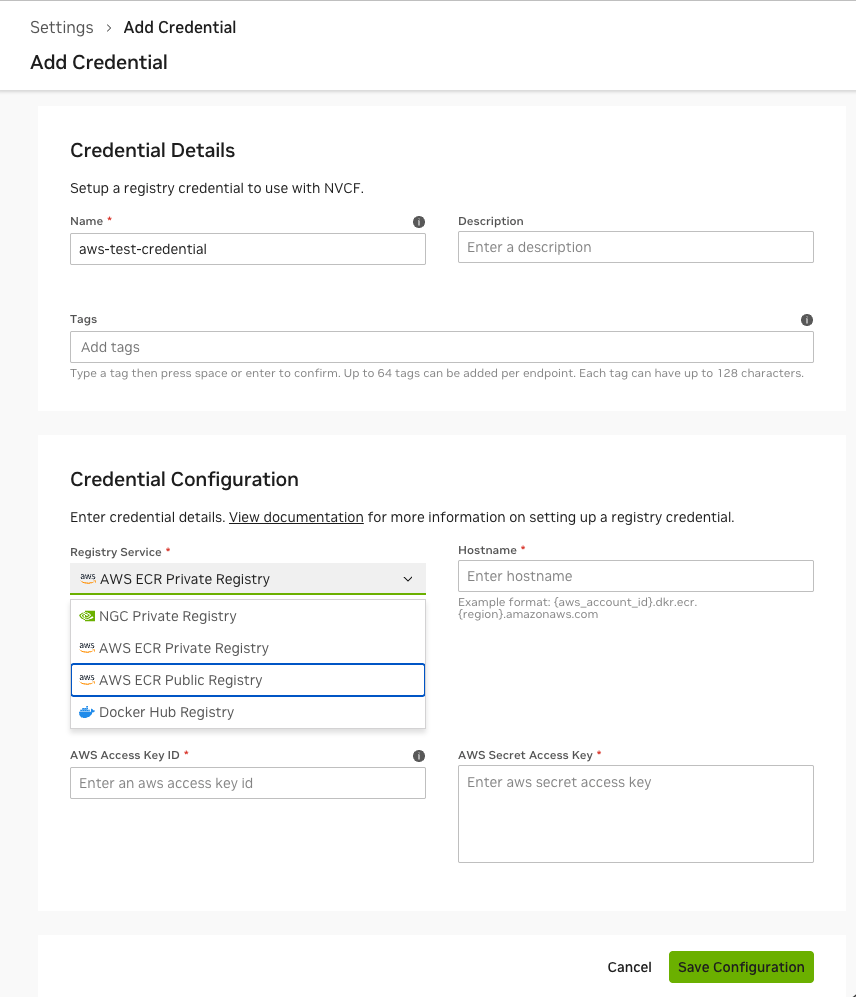 AWS ECR Container Create Function Interface
