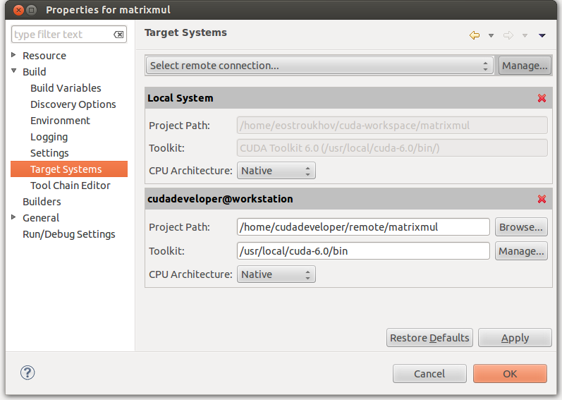 Configuring remote build in Nsight Eclipse Edition
