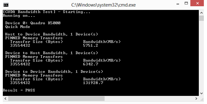 Valid Results from bandwidthTest CUDA Sample.