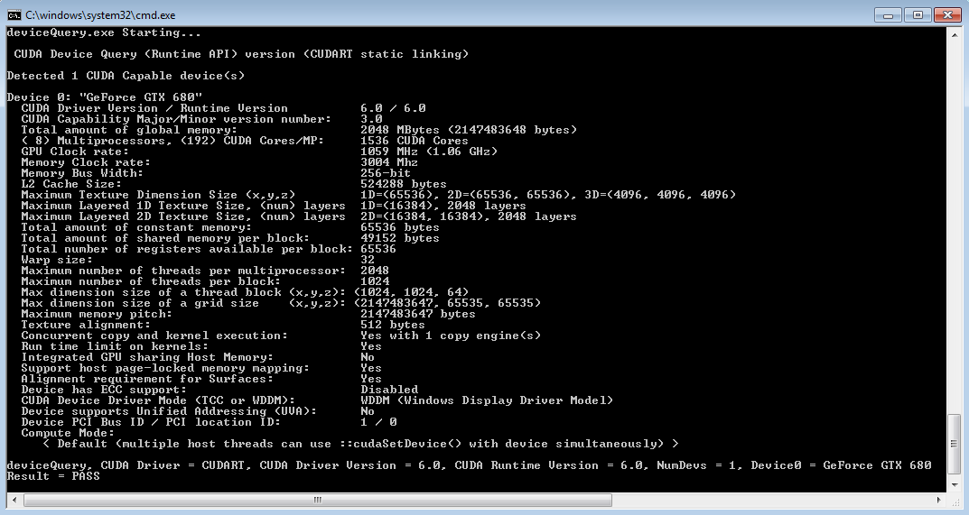 Valid Results from deviceQuery CUDA Sample