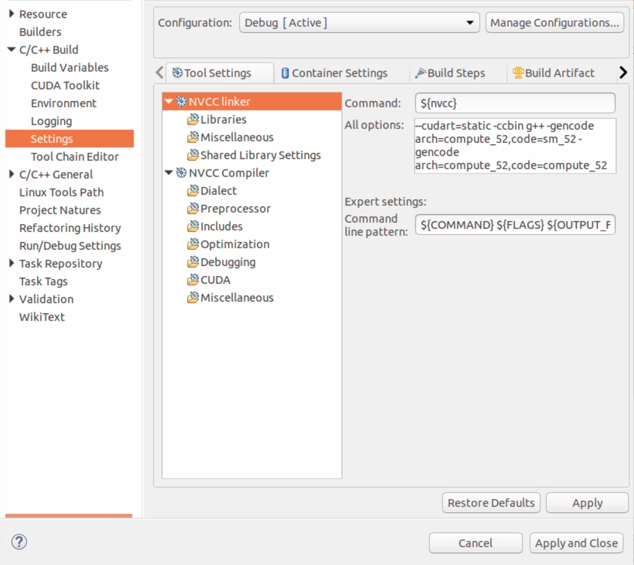 Configure Build Settings