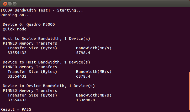 Valid Results from bandwidthTest CUDA Sample