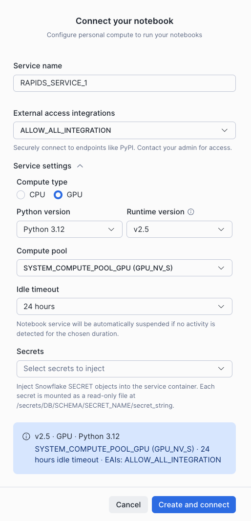 Screenshot of how to configure service to get GPU access