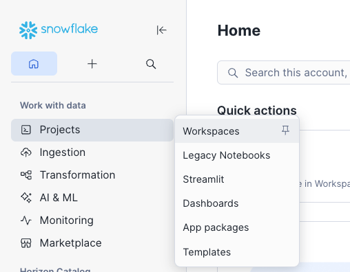 Screenshot of how to access workspace
