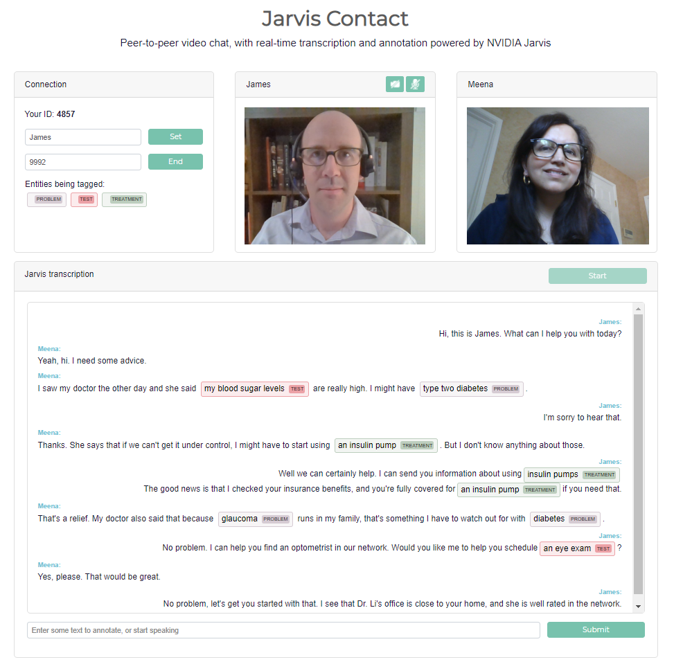 Jarvis contact center video conference