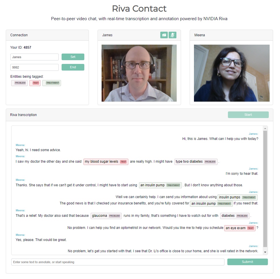 Riva contact center video conference