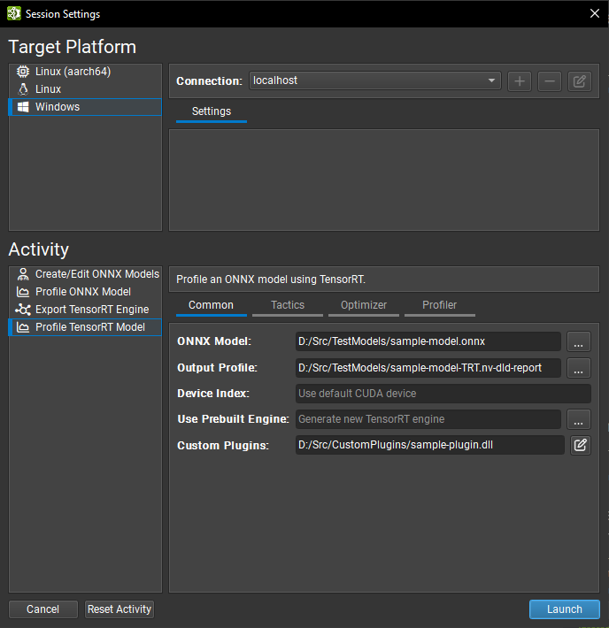 Start Activity Dialog