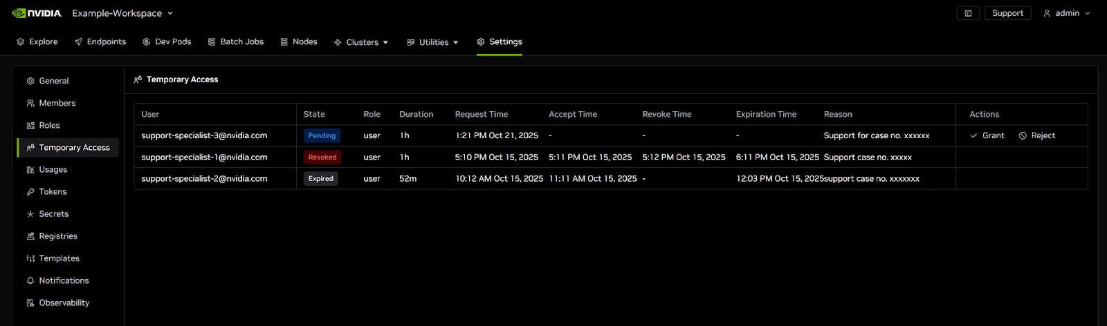 Temporary Access View