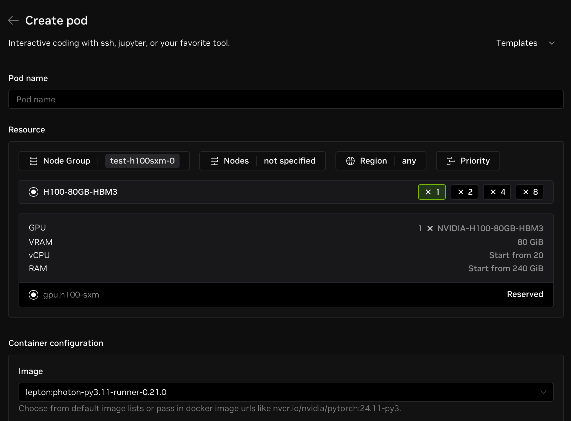create pod page