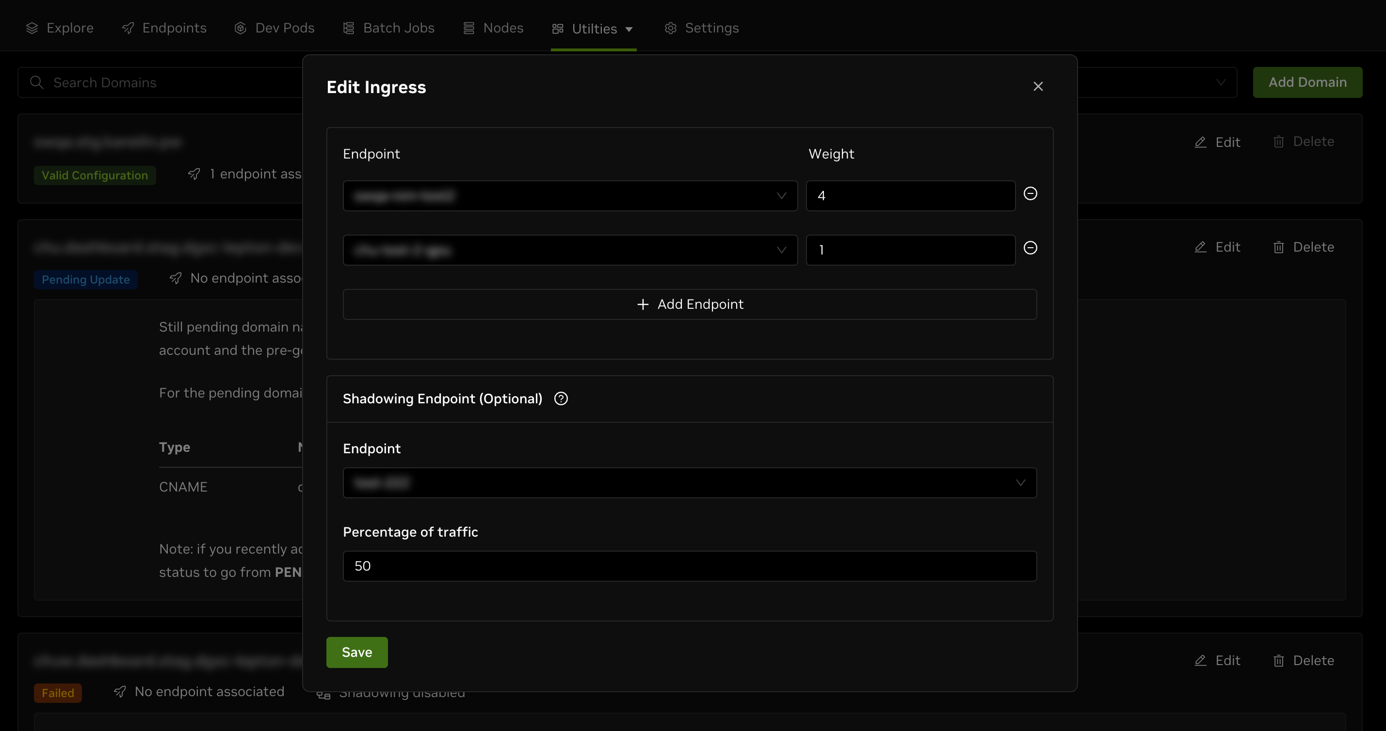 Edit endpoint weights