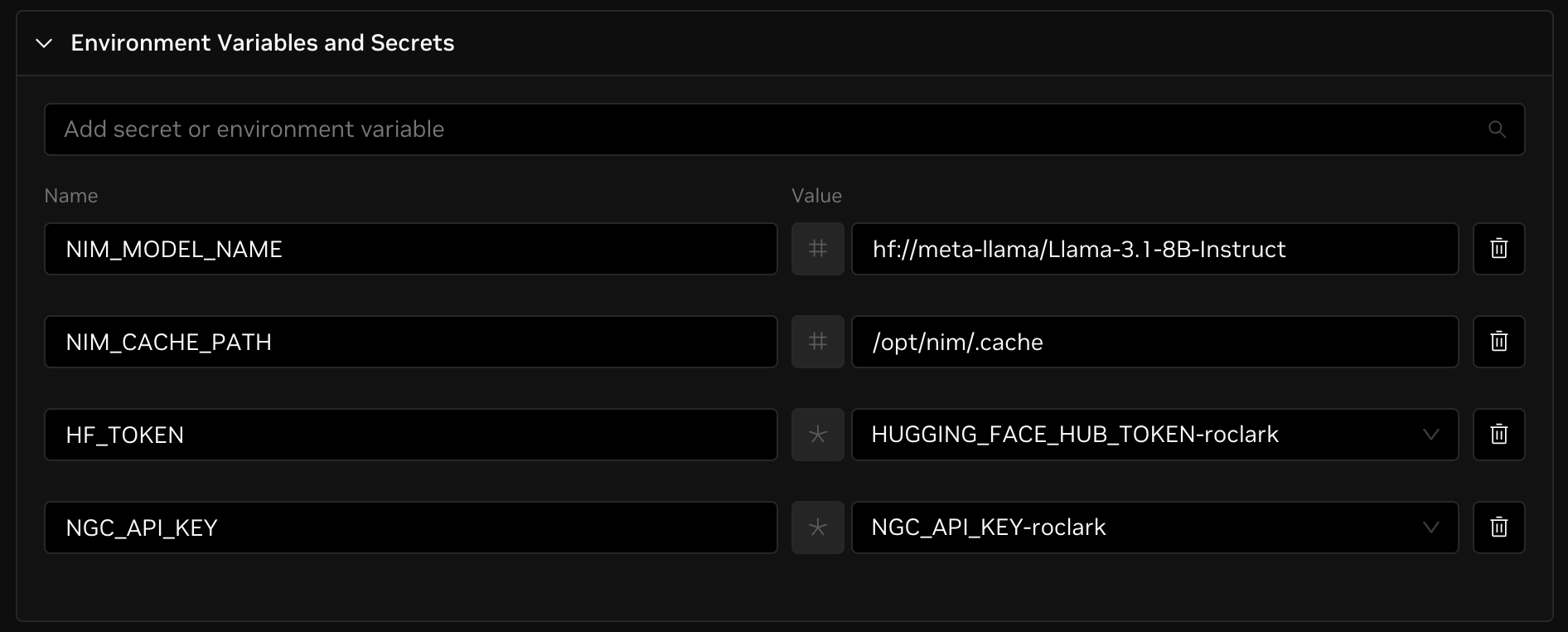 environment configuration