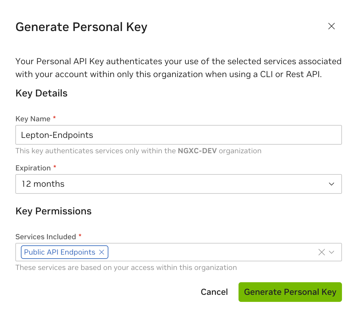 NGC API key 0.6x