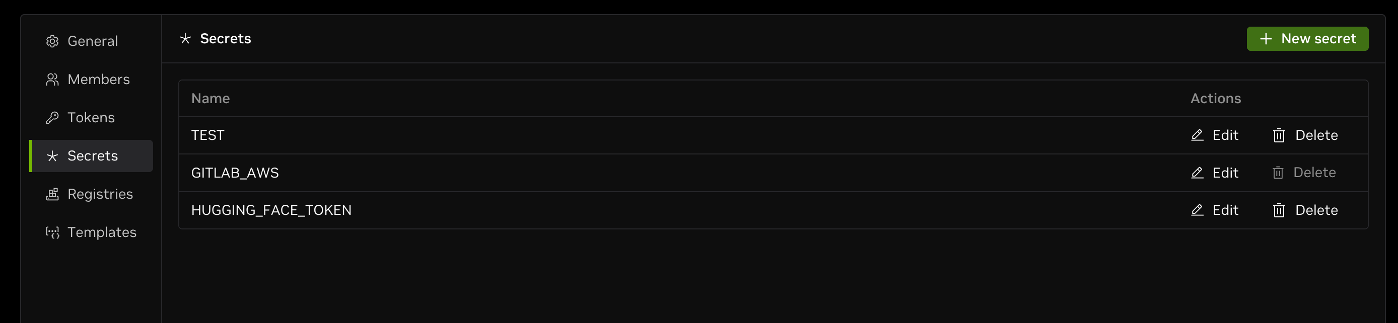 secrets list