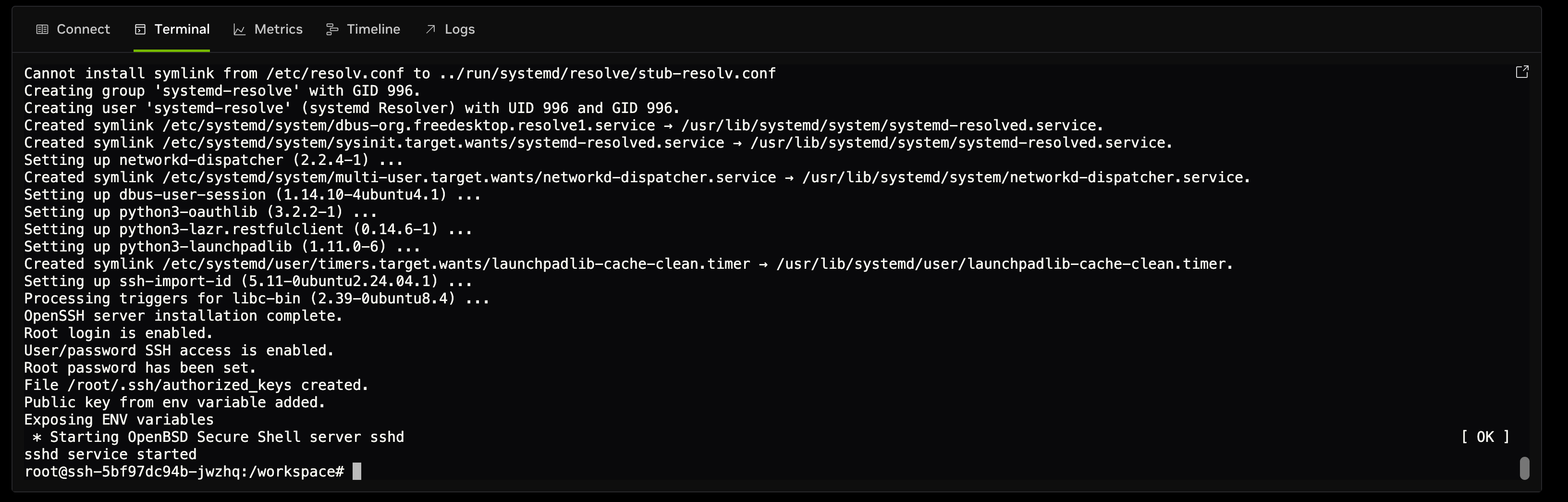 ssh installed 0.8x