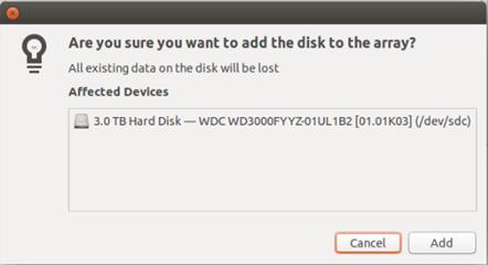Disks Addition Confirmation
