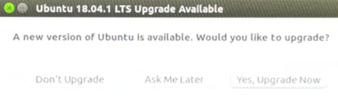 Screen capture showing the Ubuntu LTS Upgrade Available dialog box.
