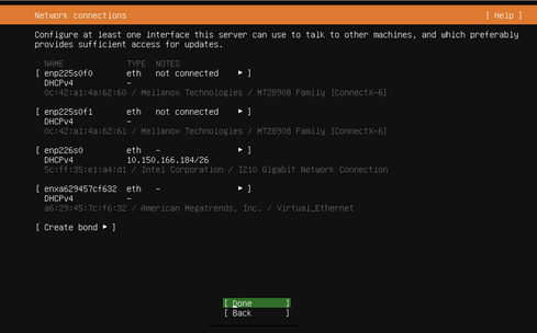 Ubuntu installer network connections screen