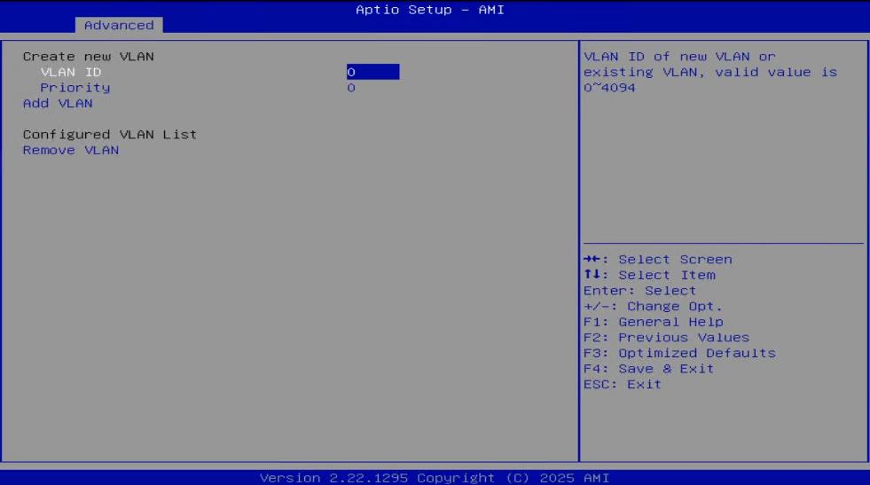 VLAN Configuration details screen