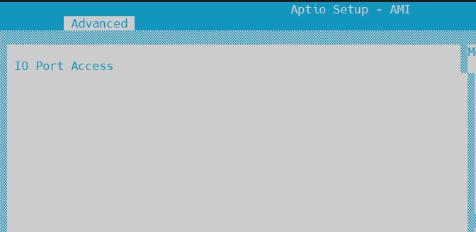 Advanced Menu screen