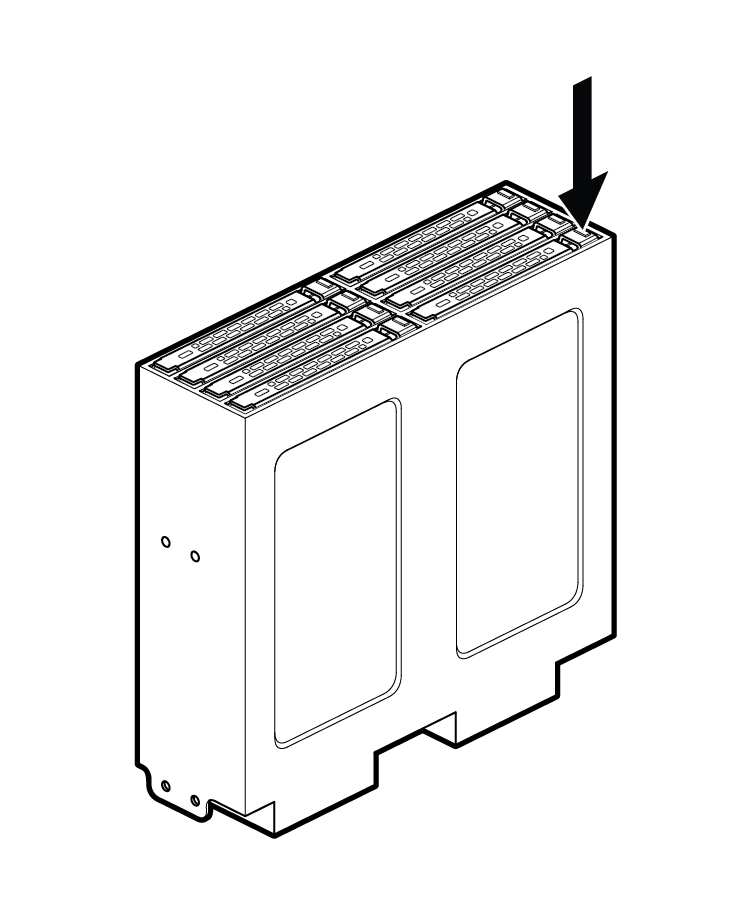 Line drawing showing the drive-tray eject button being pressed downwards