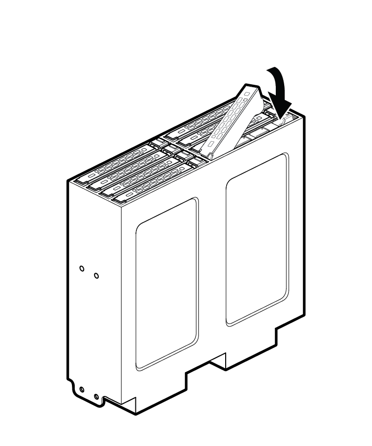 Line drawing showing the drive-tray latch being pressed downwards