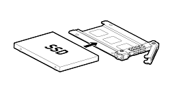 Line drawing showing the SSD being slid into the drive-tray