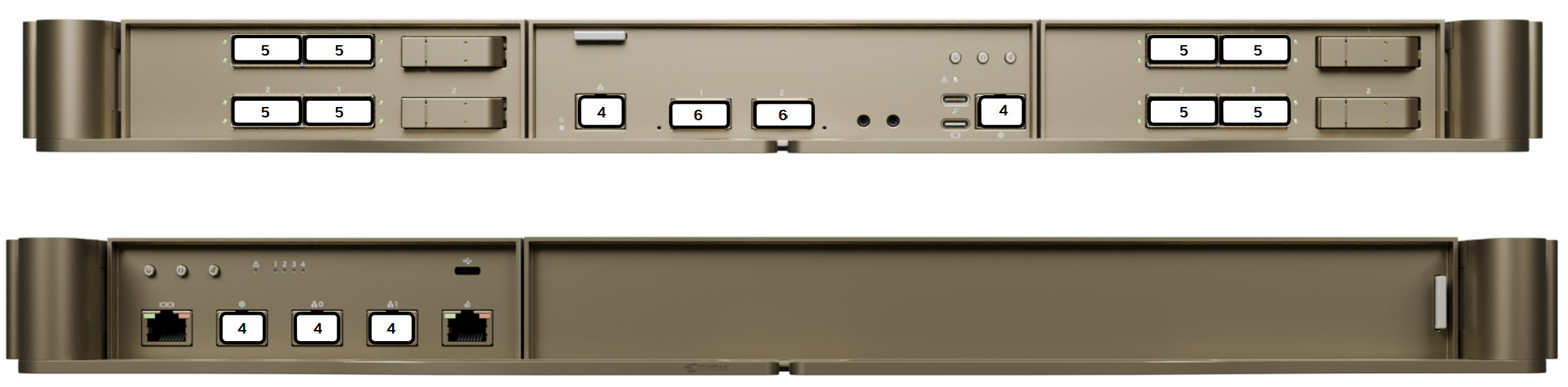 DGX Vera Rubin NVL72 Compute and Switch Trays - Identification of network port locations